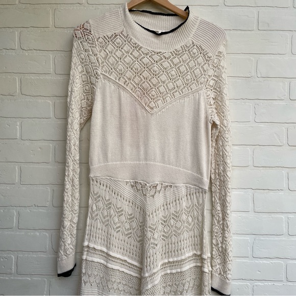 Anthropologie Elegant Cream Knit Lace Dress - Picture 7 of 12
